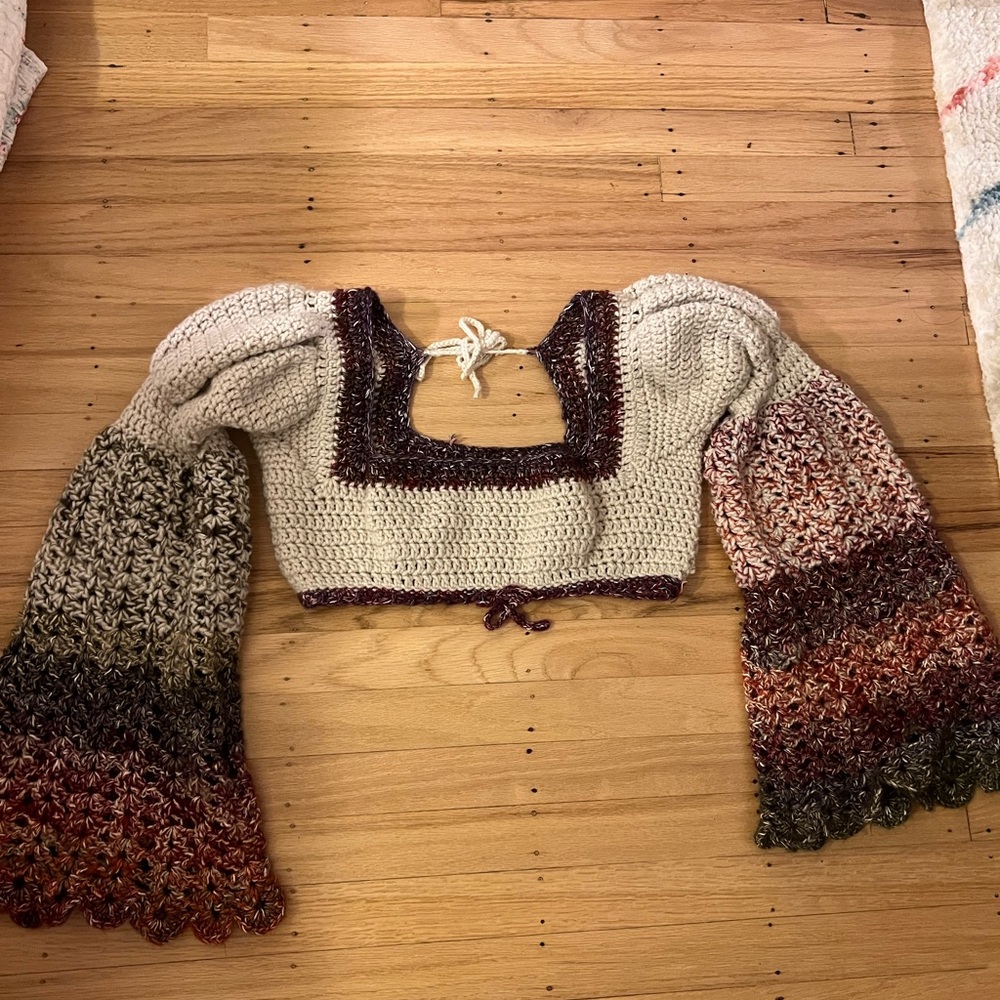 Hand Knit One of a Kind Bolero Cropped Sweater